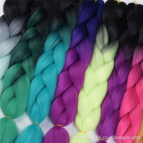 Wholesale Braiding 24 Inch 100G Braid Ombre Two Tone Color High Temperature Synthetic Fiber Braiding Hair Extension